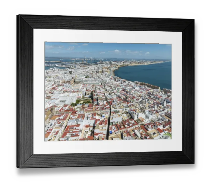 Framed Print : The town of Cadiz with the old quarter in the foreground