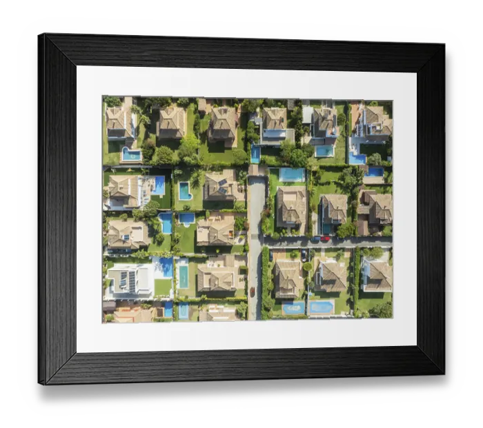Framed Print : The Roche housing estate. Aerial view Framed Print : The Roche housing estate. Aerial view