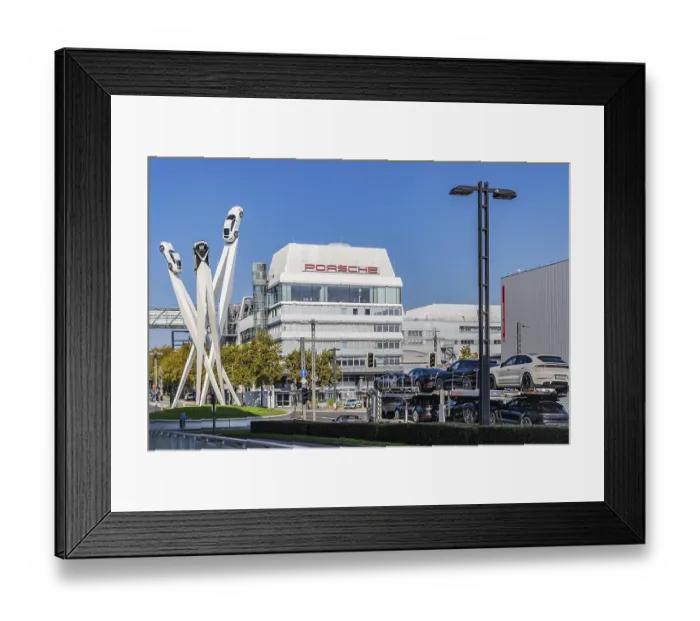 Framed Print : Porscheplatz with Porsche headquarters Framed Print : Porscheplatz with Porsche headquarters