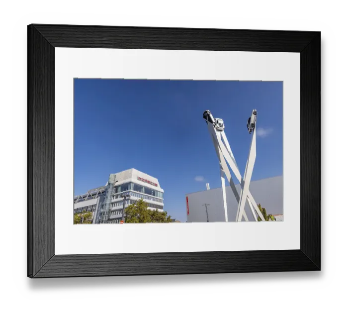 Framed Print : Porscheplatz with Porsche headquarters
