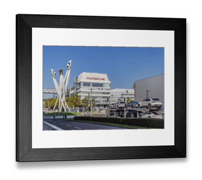 Framed Print : Porscheplatz with Porsche headquarters