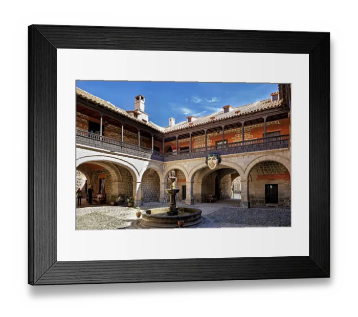 Framed Print : A historic courtyard with a central fountain Framed Print : A historic courtyard with a central fountain