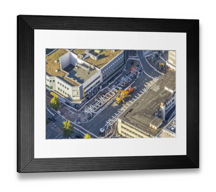 Framed Print : Aerial view, construction site Westentor am City-Center Framed Print : Aerial view, construction site Westentor am City-Center