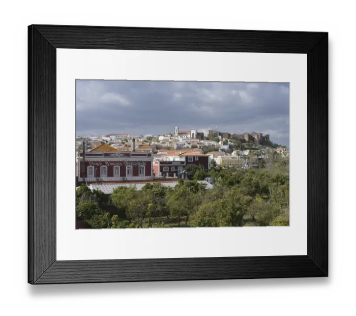 Framed Print : Cityscape with cathedral and Castelo dos Mouros castle