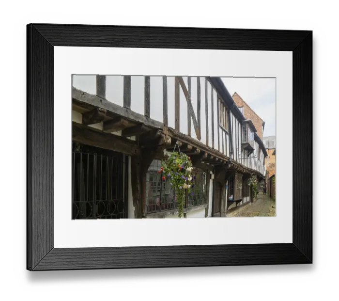 Framed Print : Historic listed buildings C16 timber framed buildings Framed Print : Historic listed buildings C16 timber framed buildings