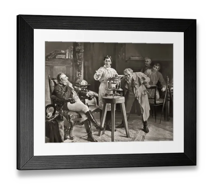 Framed Print : Joseph von Fraunhofer demonstrating the spectroscope