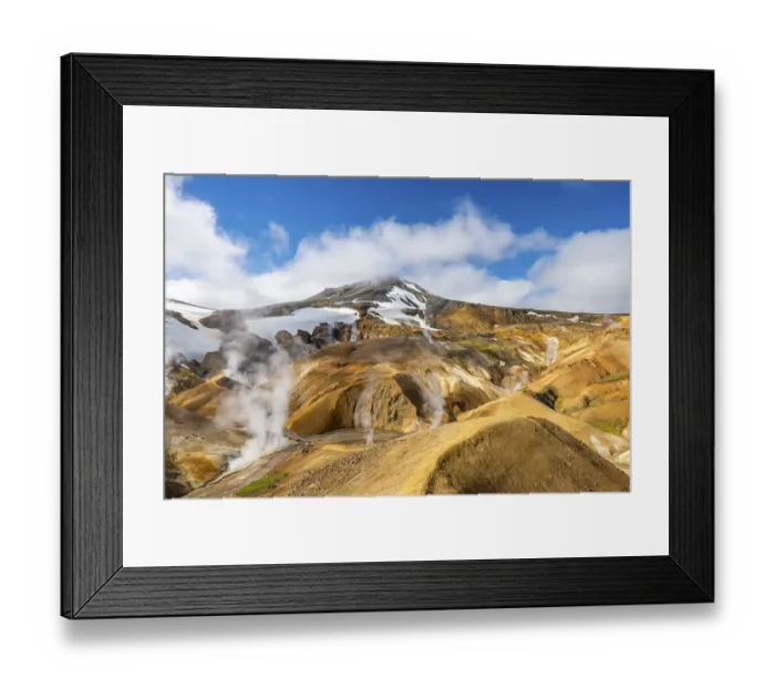 Framed Print : Steaming springs and colourful rhyolite mountains Framed Print : Steaming springs and colourful rhyolite mountains