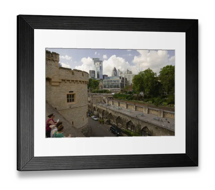 Framed Print : View from The Tower of London showing a blend of historic and modern architecture in the City of London