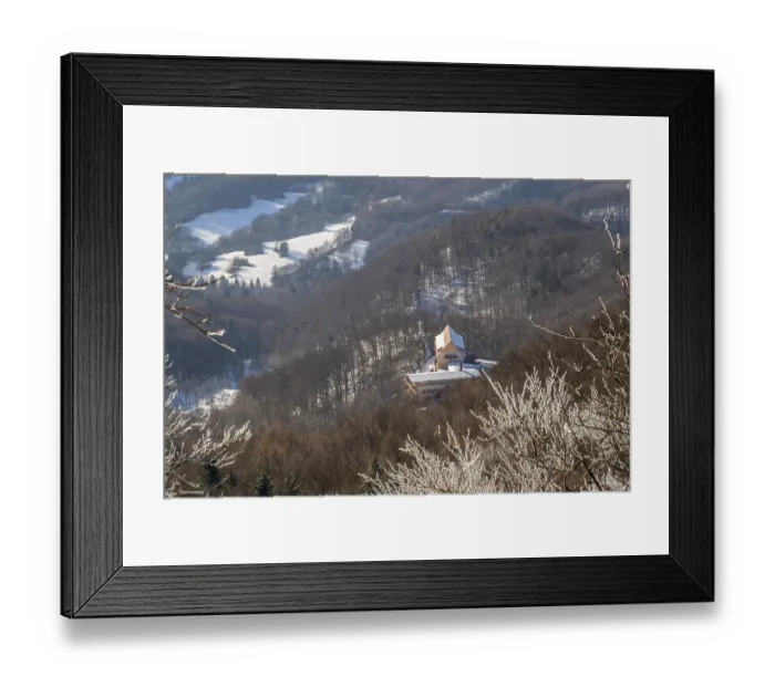 Framed Print : House standing in the middle of a forest in winter