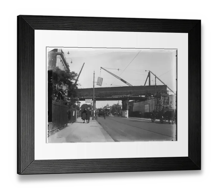 Framed Print : Construction or repair work on railway bridge