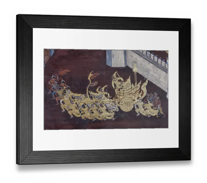 Framed Print : Painted murals depicting scenes from the Ramakien Framed Print : Painted murals depicting scenes from the Ramakien