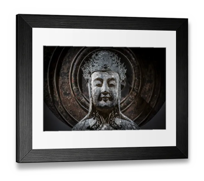Framed Print : Head of a Japanese Buddha statue Framed Print : Head of a Japanese Buddha statue