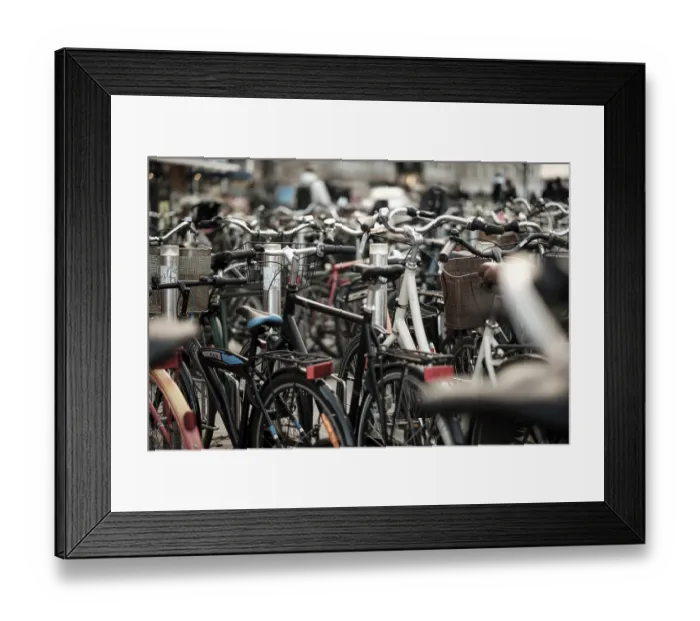 Framed Print : A densely packed area of parked bicycles Framed Print : A densely packed area of parked bicycles