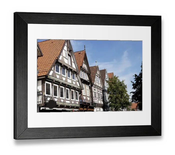 Framed Print : Historic half-timbered houses in the old town centre of Celle