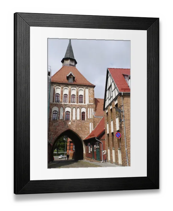 Framed Print : Kutertor - historic town gate in brick Gothic style