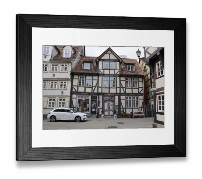 Framed Print : Half-timbered ensemble in the historic old town