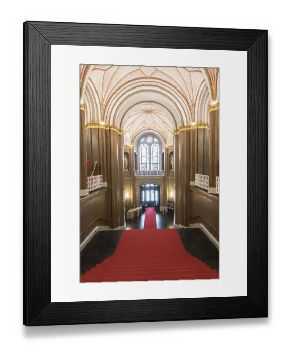 Framed Print : Entrance hall of the Rotes Rathaus with red carpet on the stairs Framed Print : Entrance hall of the Rotes Rathaus with red carpet on the stairs