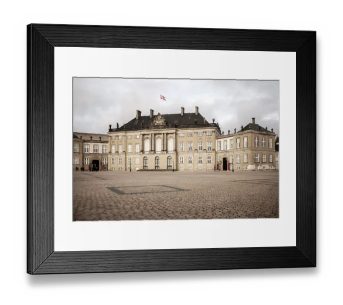Framed Print : A majestic historic building with a Danish flag Framed Print : A majestic historic building with a Danish flag
