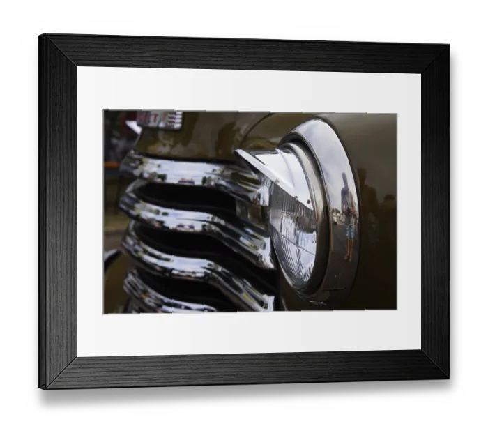 Framed Print : Headlights and radiator grille on a classic car Framed Print : Headlights and radiator grille on a classic car