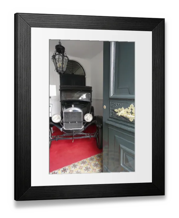 Framed Print : Vintage car in a house entrance - Ford Model T Framed Print : Vintage car in a house entrance - Ford Model T