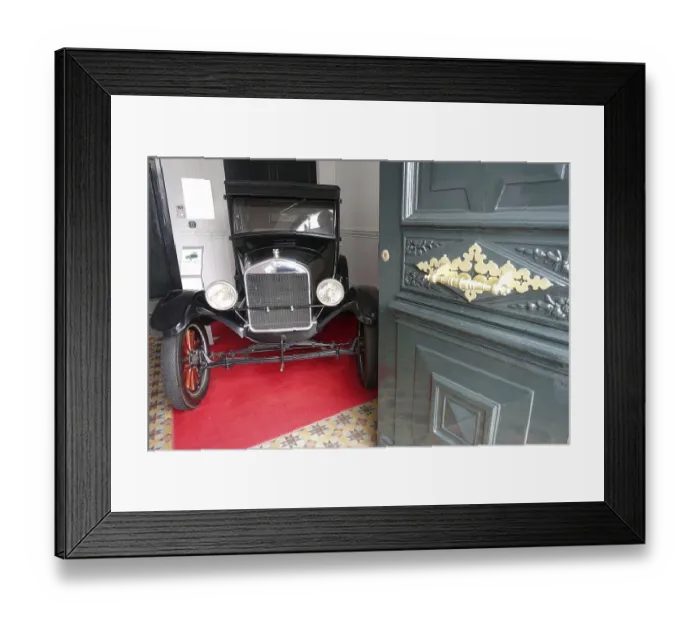 Framed Print : Vintage car in a house entrance - Ford Model T