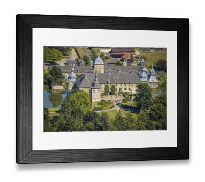 Framed Print : Aerial view, moated castle Lembeck