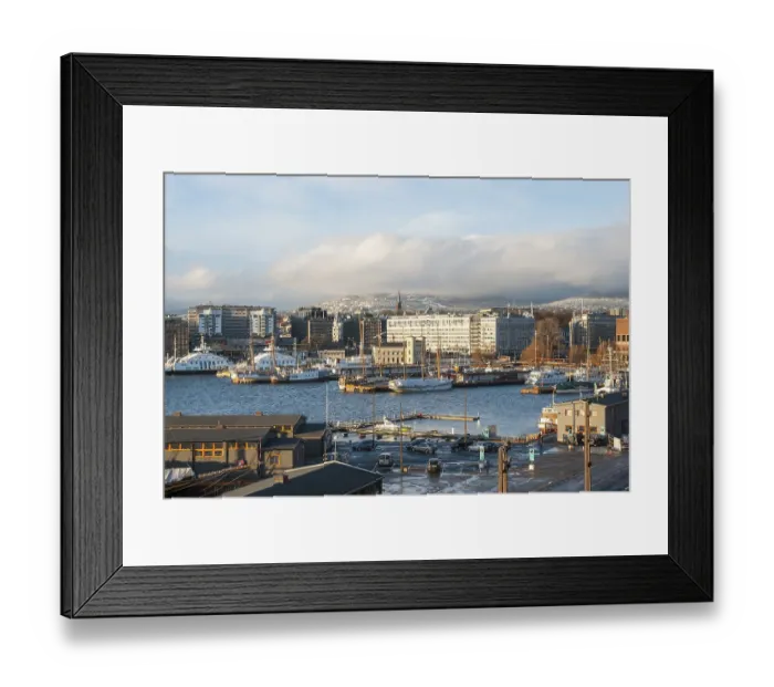 Framed Print : Oslo skyline with port in winter time, Norway