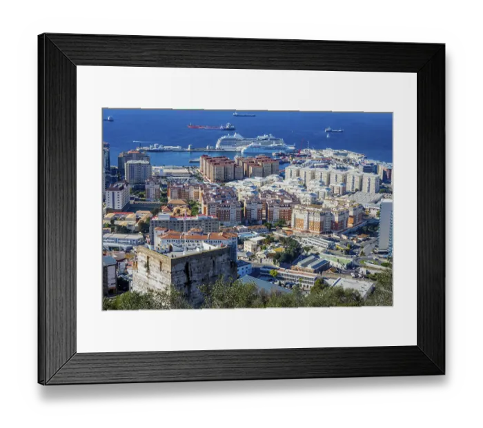 Framed Print : View to Moorish castle in Gibraltar with the british flag