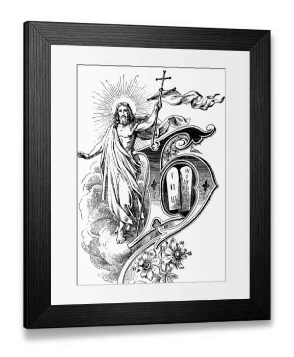 Framed Print : Jesus Christ with cross and halo