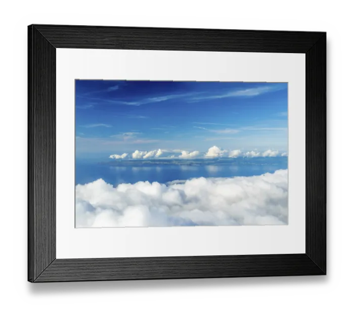 Framed Print : Sao Jorge Island and Clouds on Sunny Day