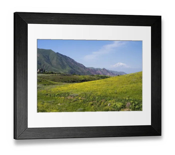 Framed Print : Landscape with snow-covered mountain Framed Print : Landscape with snow-covered mountain