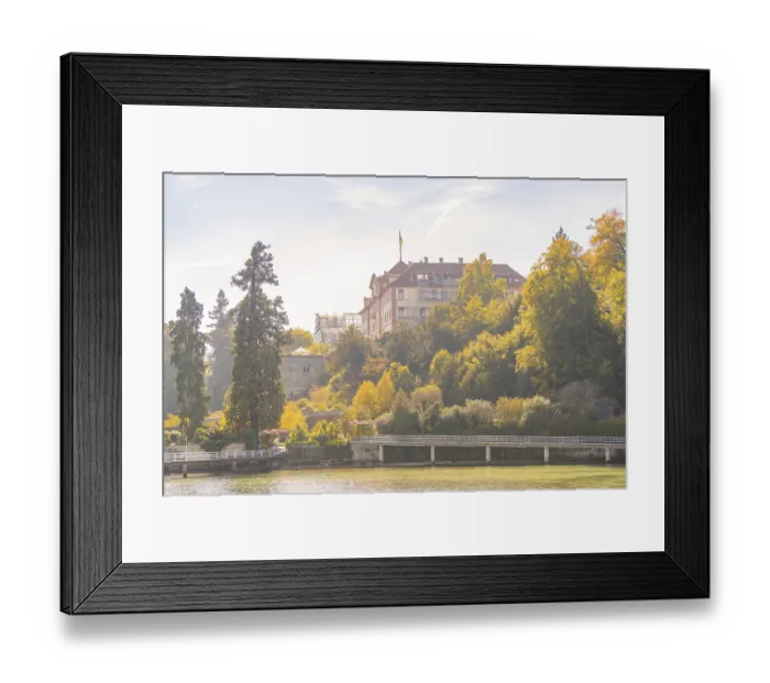 Framed Print : Castle on a wooded hill with autumnal trees Framed Print : Castle on a wooded hill with autumnal trees
