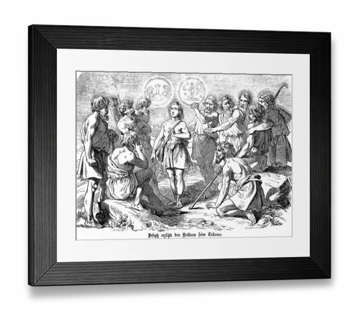 Framed Print : Joseph tells the angry brothers his dreams of sheaves in the field