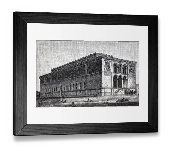 Framed Print : Neue Pinakothek in Munich, historical book illustration