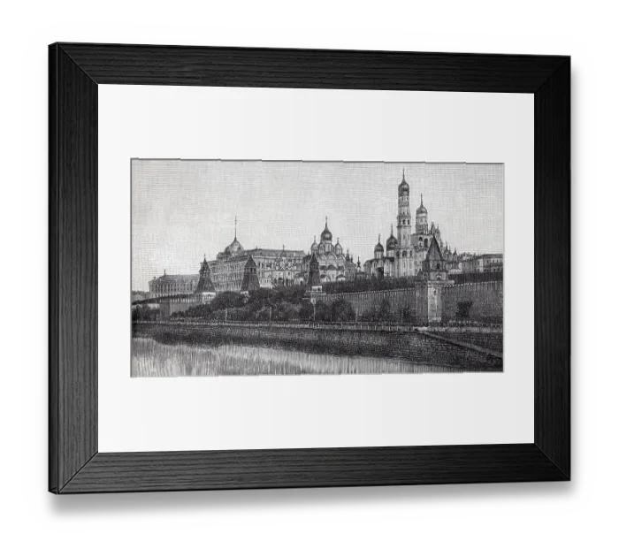 Framed Print : Kremlin in Moscow, south-east view with cathedrals and bell tower