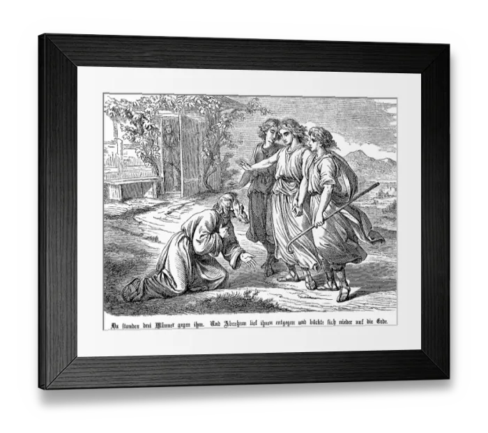 Framed Print : Three young men meet Abraham and tell him to father a child Framed Print : Three young men meet Abraham and tell him to father a child