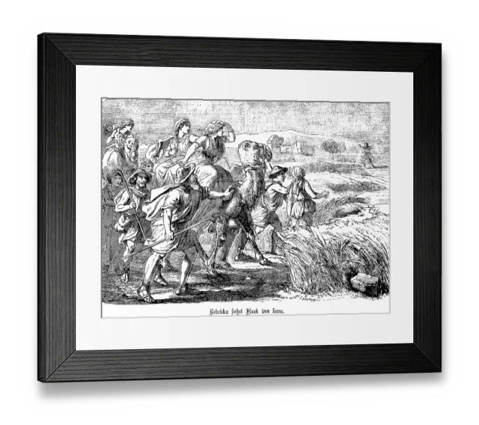 Framed Print : Rebekah sees Isaac in the distance Framed Print : Rebekah sees Isaac in the distance