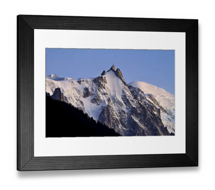 Framed Print : From left: snow-covered Aiguille du Midi