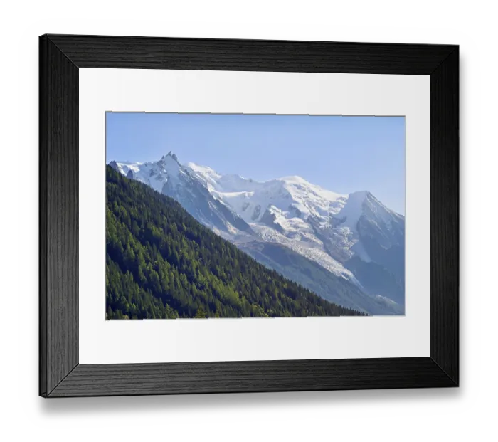Framed Print : From left snow-covered Aiguille du Midi