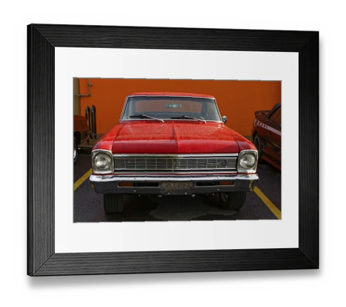 Framed Print : Automobile, red vintage car, Province of Quebec