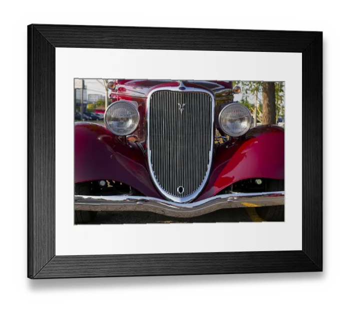 Framed Print : Automobile, front grill of a vintage car