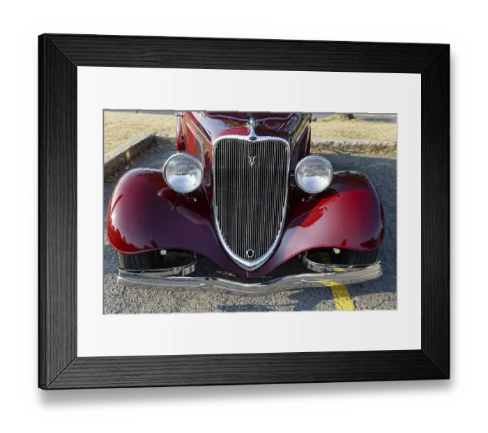 Framed Print : Automobile, front grill of a vintage car