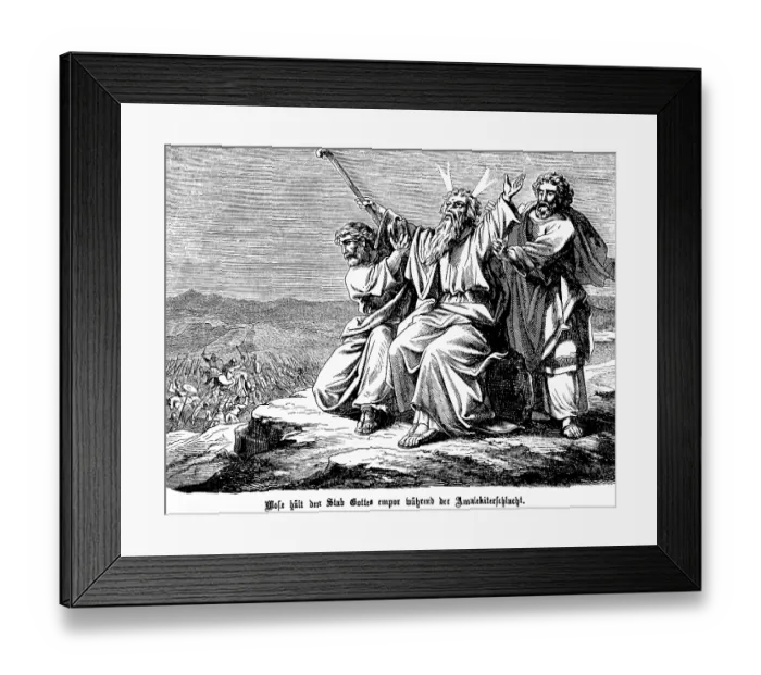Framed Print : Moses holds up the staff of God during the Amalekite battle Framed Print : Moses holds up the staff of God during the Amalekite battle