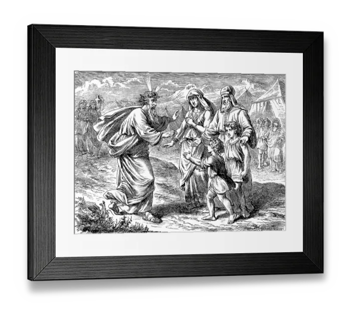 Framed Print : Jethro unites Moses with his woman and children