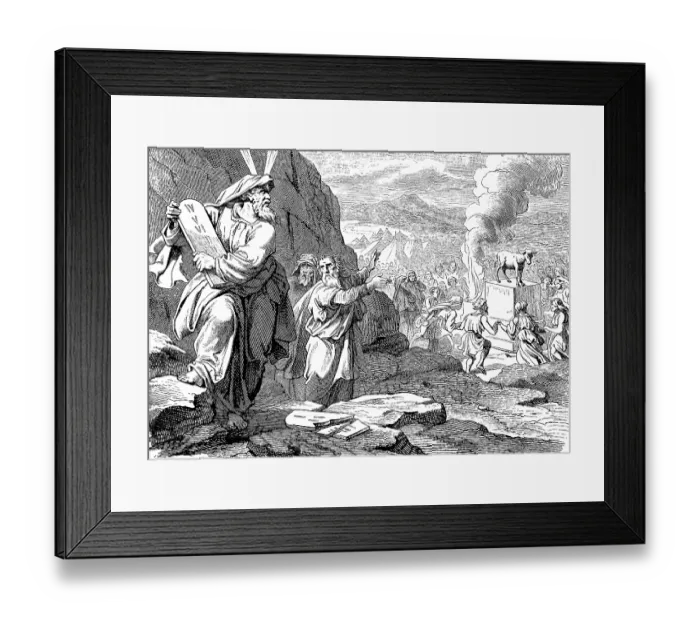 Framed Print : Moses breaks the tablets of the law at the sight of the Golden Calf Framed Print : Moses breaks the tablets of the law at the sight of the Golden Calf
