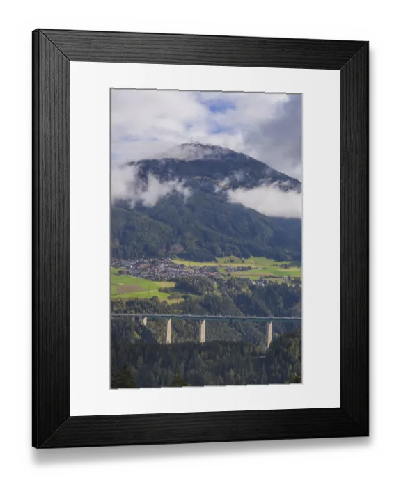 Framed Print : Patscherkofel mountain with Europabrucke bridge Framed Print : Patscherkofel mountain with Europabrucke bridge