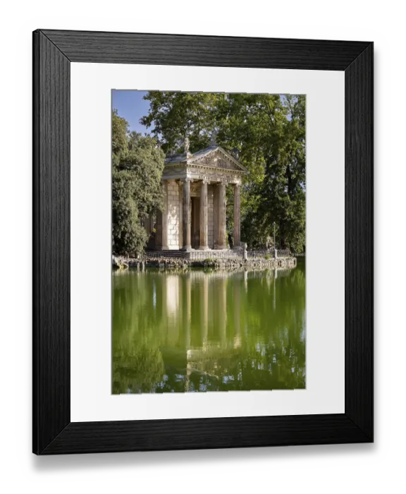 Framed Print : Temple of Asclepius, Villa Borghese lake