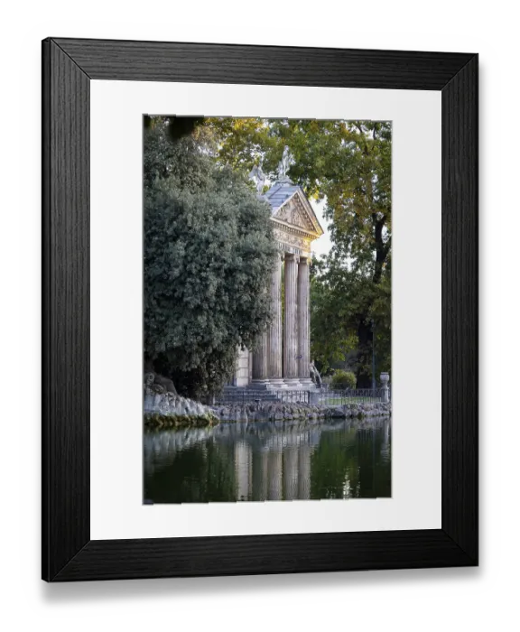 Framed Print : Temple of Asclepius, Villa Borghese lake