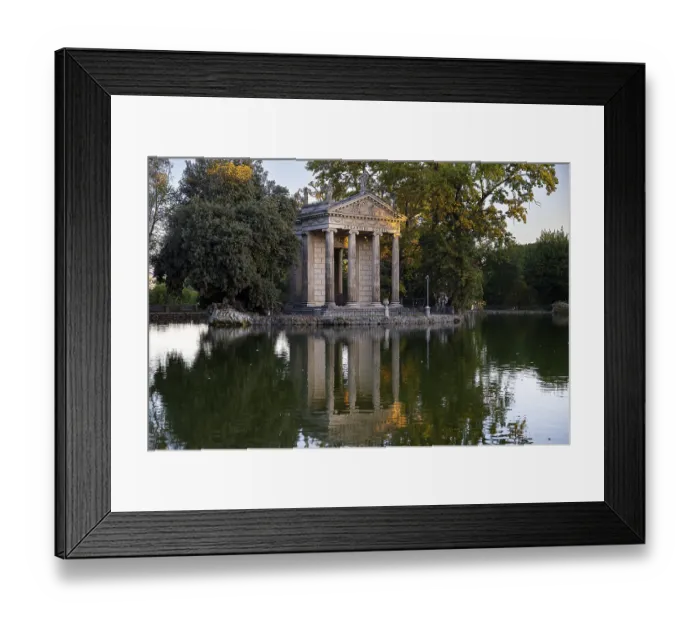 Framed Print : Temple of Asclepius, Villa Borghese lake