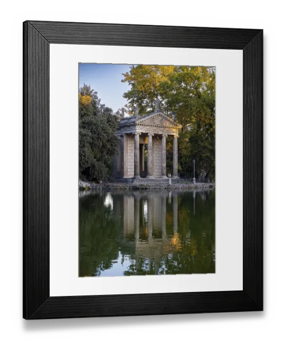 Framed Print : Temple of Asclepius, Villa Borghese lake